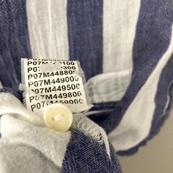 Lucky Brand Split Back Tie Knot Chunky Striped Blouse - Blue White - Medium - Picture 7 of 7